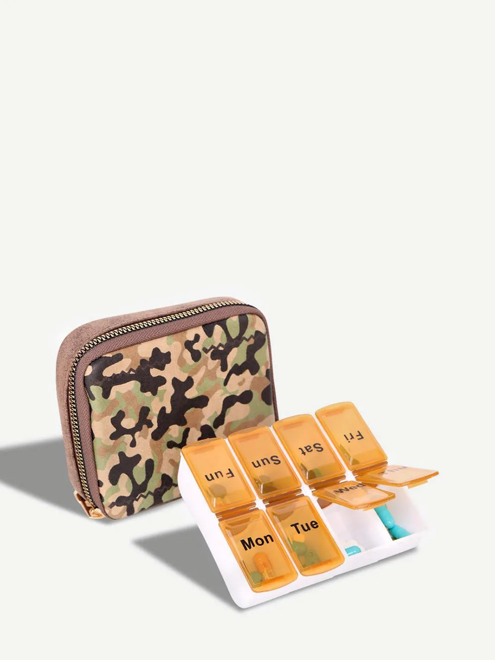 Montana West Western Design Pill Box Travel Organizer/ Zippered Case Camo Print