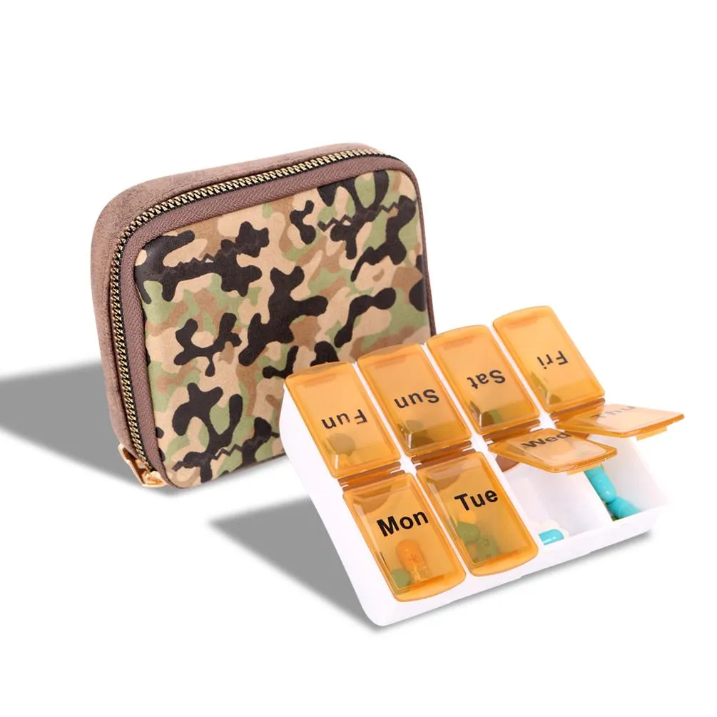 Montana West Western Design Pill Box Travel Organizer/ Zippered Case Camo Print