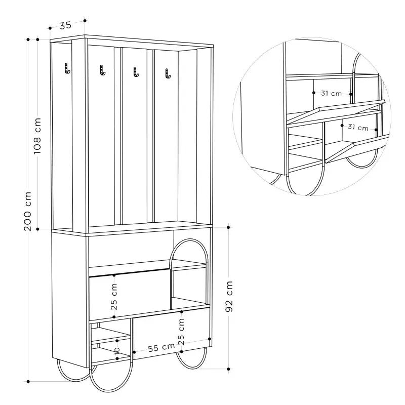 Norfolk Modern Hall Stand Entrway Unit