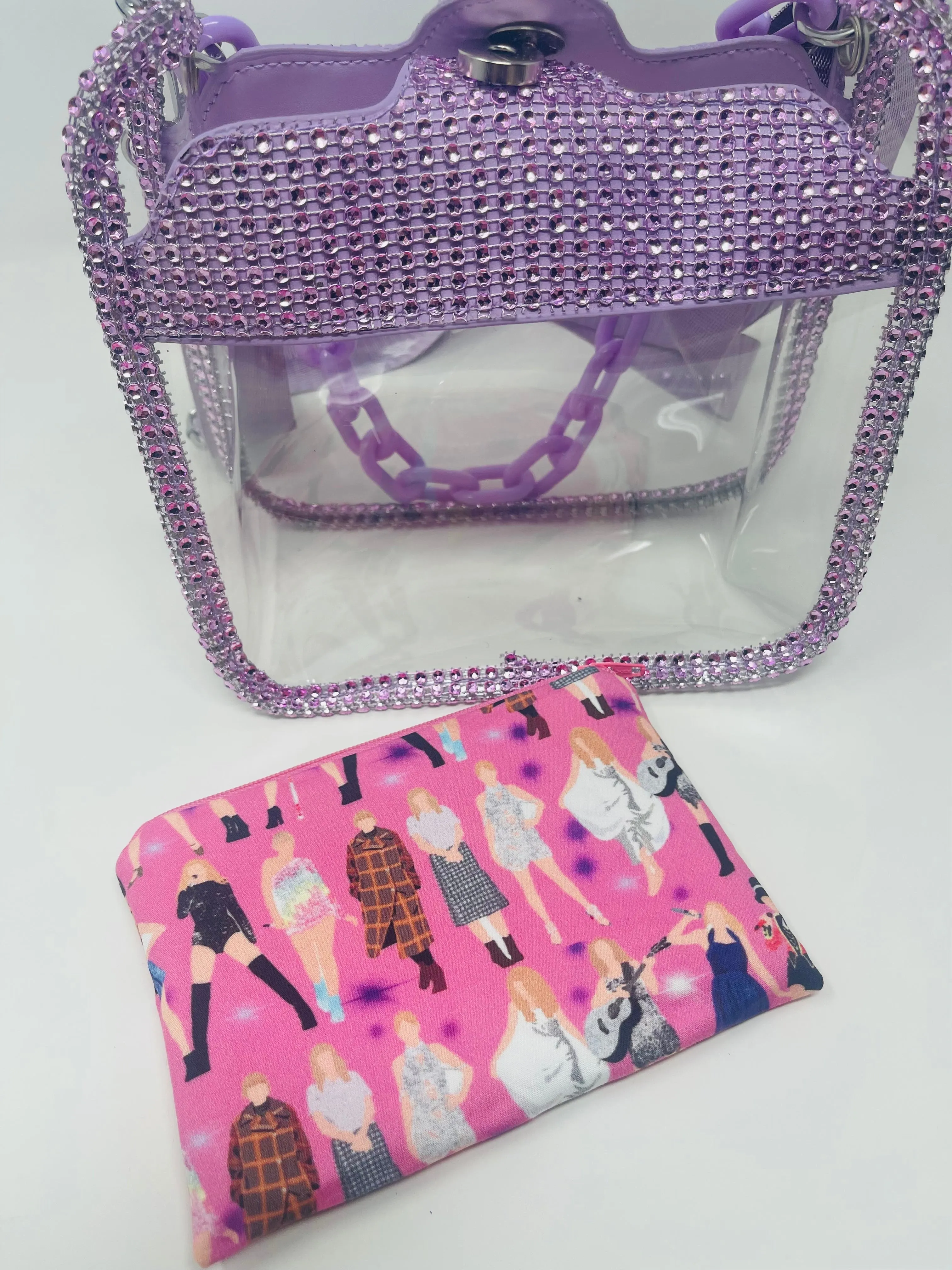 Pink rhinestone Clear Crossbody- Swiftie edition. - comes with pouch