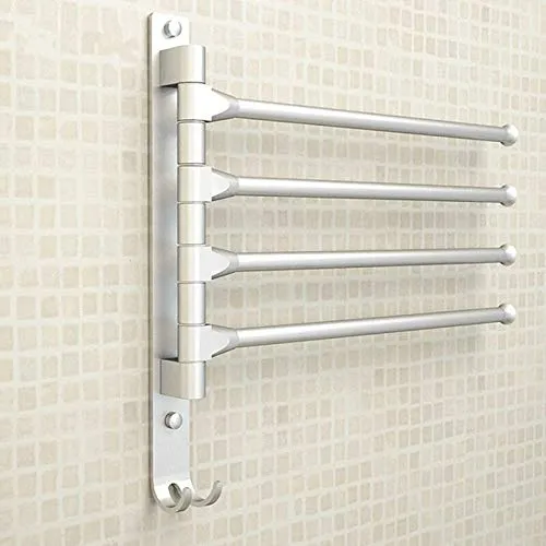 Plantex Aluminium 4-Arm Bathroom Swing Hanger Towel Rack/Holder for Bathroom/Towel Stand/Bathroom Accessories(Silver)