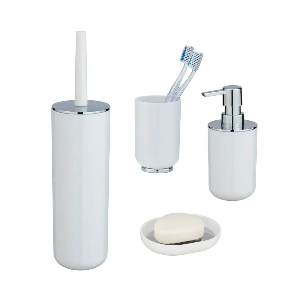 Posa 4 Piece Bathroom Accessories Set White & Chrome