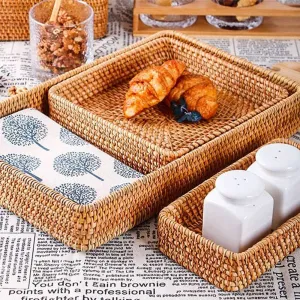 Rattan Storage Box - Storage Tray - Woven basket - Handmade Organizer Basket - Wicker Storage - Cosmetics Desk Organizer - Home Decor