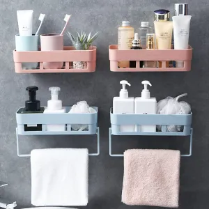 Rylan Bathroom Accessories 2 Pack, Bathroom Organizer, Bathroom Rack, Bathroom Shelf for Wall, Bathroom Stand, self Adhesive Bathroom Shelf, washroom Accessories, Bathroom Racks and Shelves