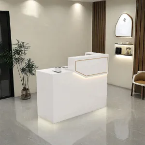 Small Front Desk with Corner and Keyboard Tray for Clothing Stores and Salons JDT-K055