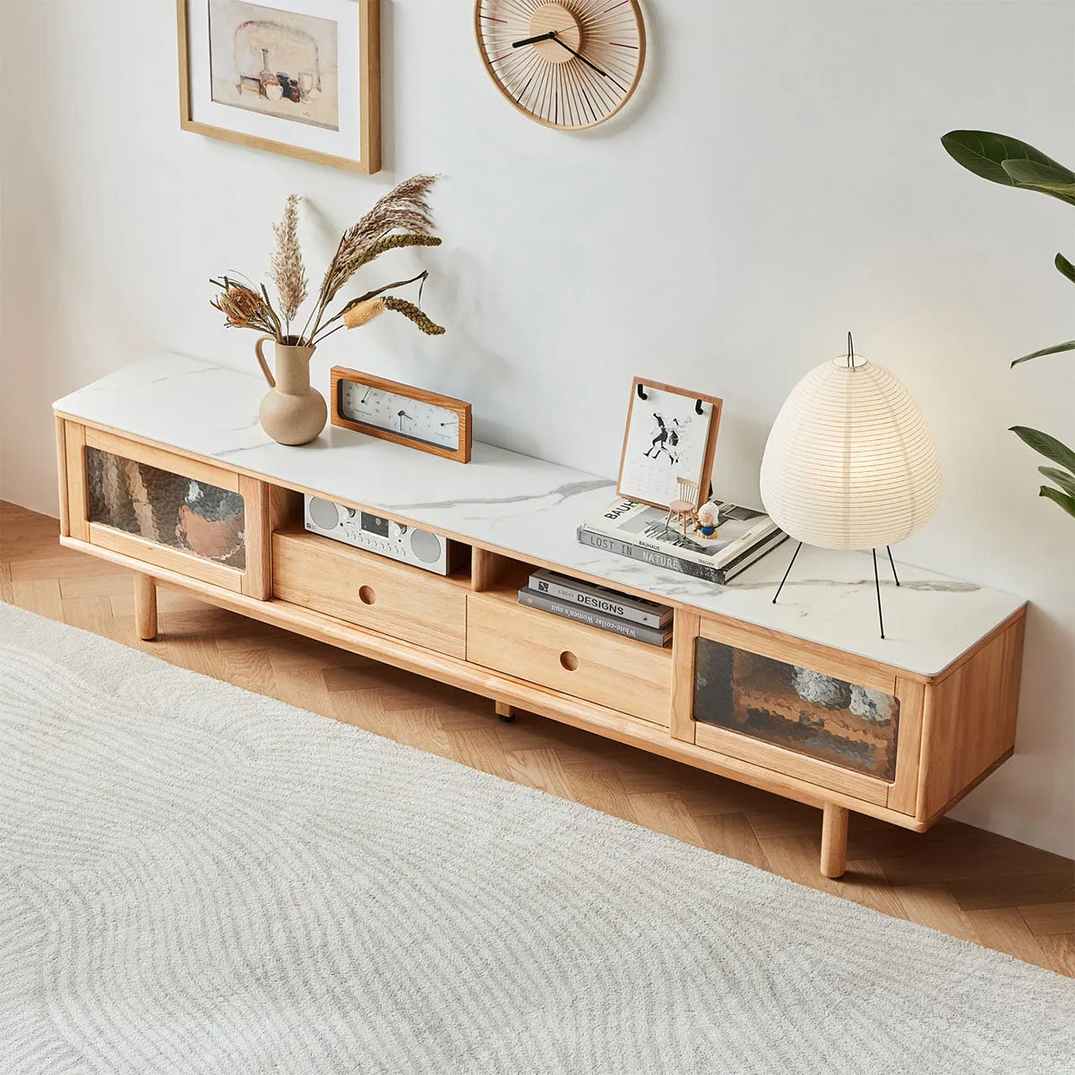 Solid Wood Organic Entertainment Unit TV Console