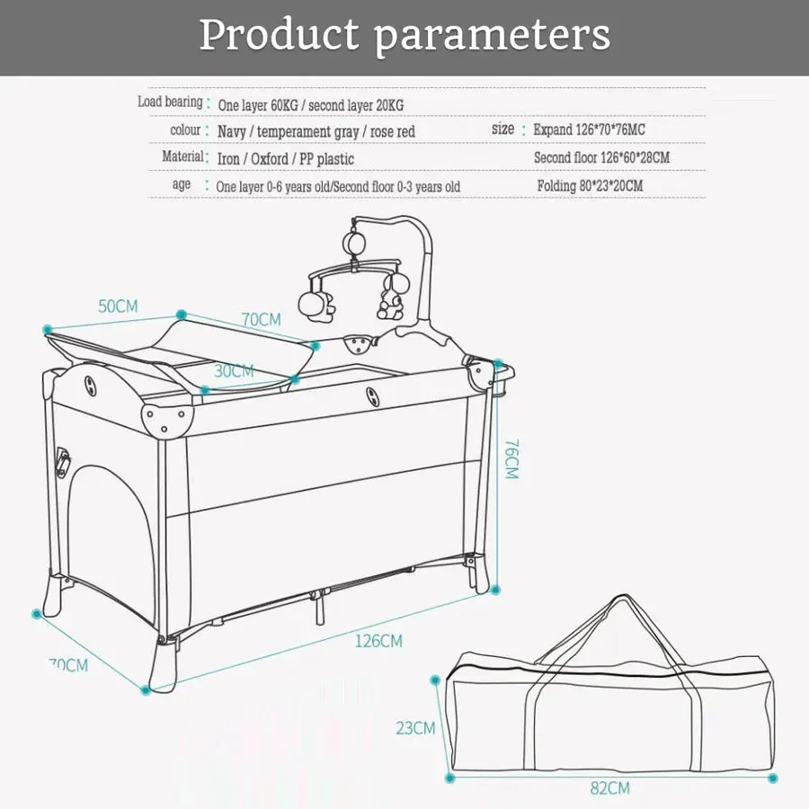 Teknum 4 in 1 Baby Bedside Co-Sleeper Bassinet/Crib and Playpen Wt Rocker (Grey)