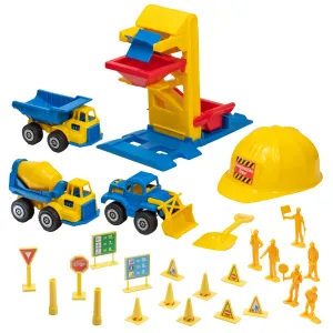 TimMee Sand & Gravel Construction Playset - Trucks Figures Sandbox & Accessories