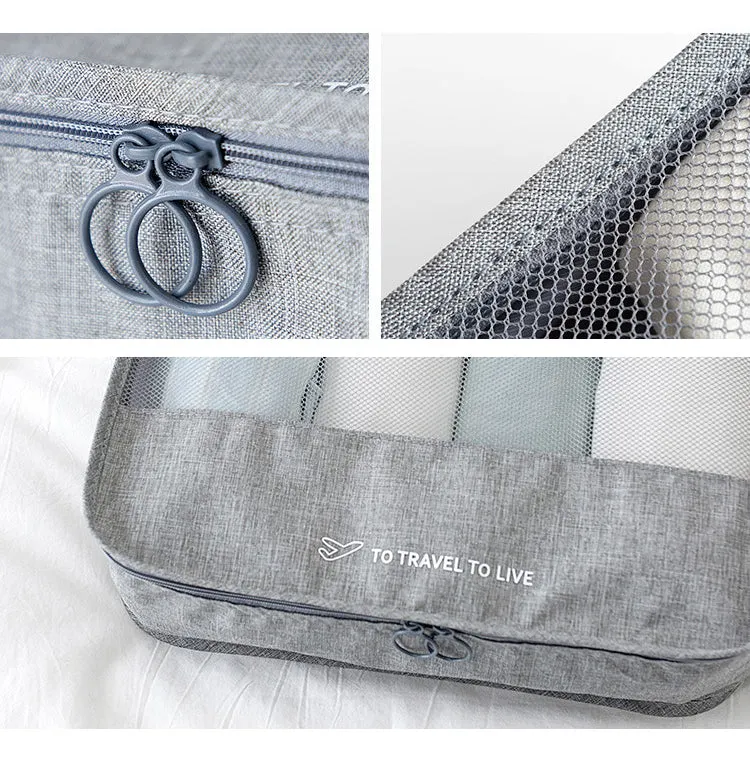 Travel Storage Luggage Organizer Pouch Set of 7-Gray