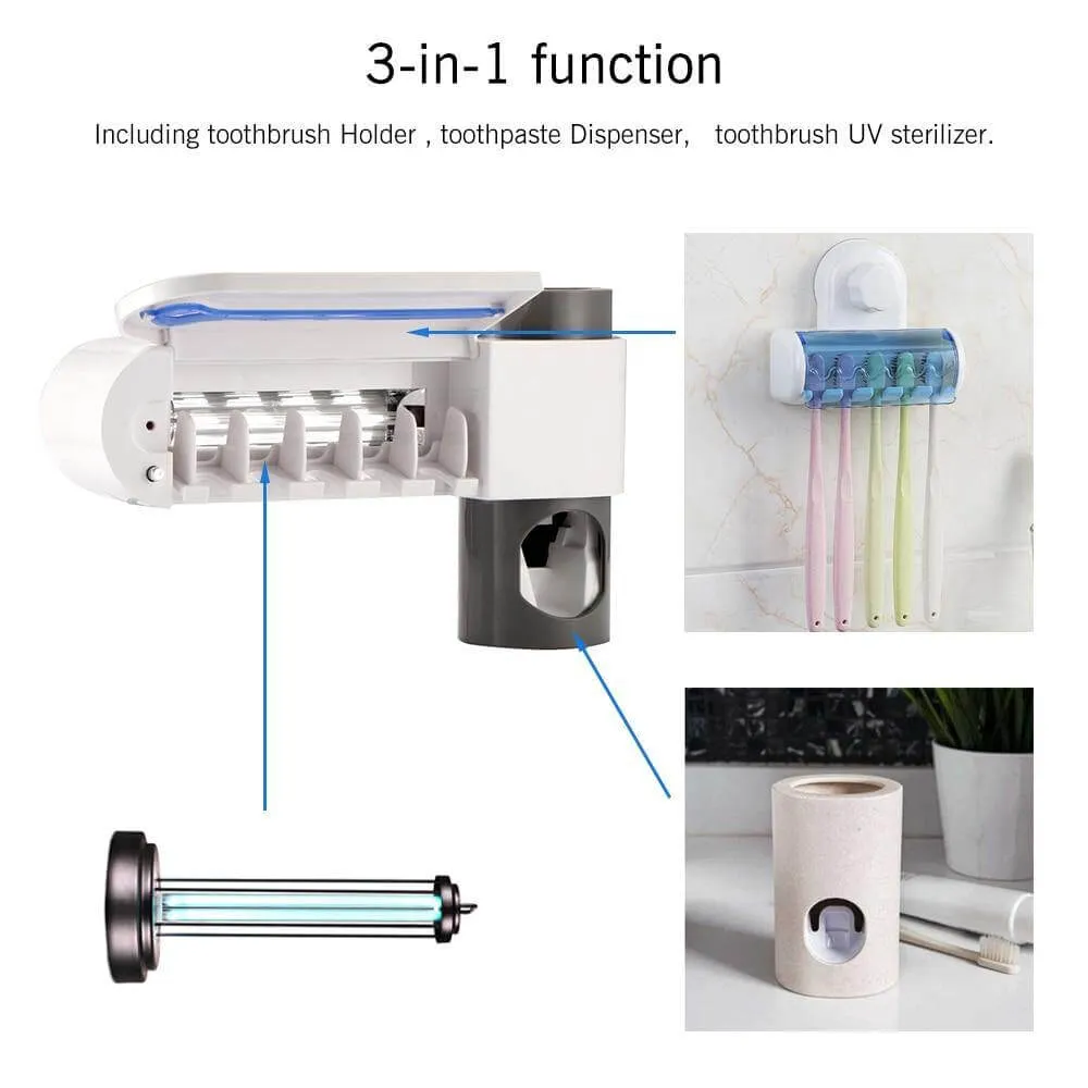 Wall-Mounted Toothbrush Disinfection Storage Organizer