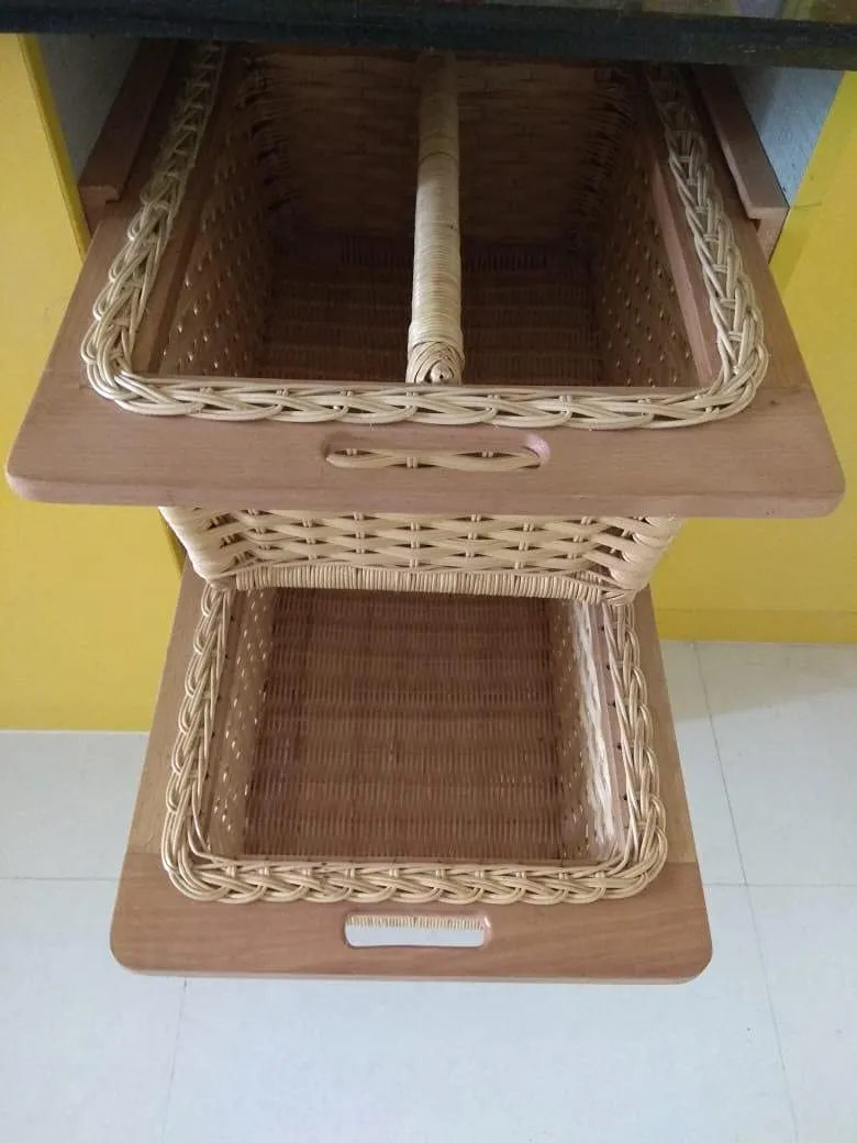 Wicker Basket for Modular Kitchen | Pull Out Wicker Basket 20 x 20 x 8 - Siya