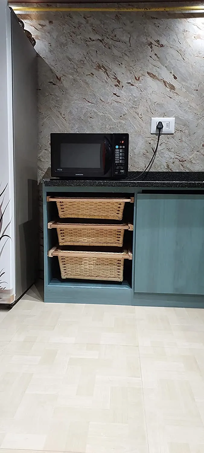 Wicker Basket for Modular Kitchen | Pull Out Wicker Basket 20 x 20 x 8 - Siya