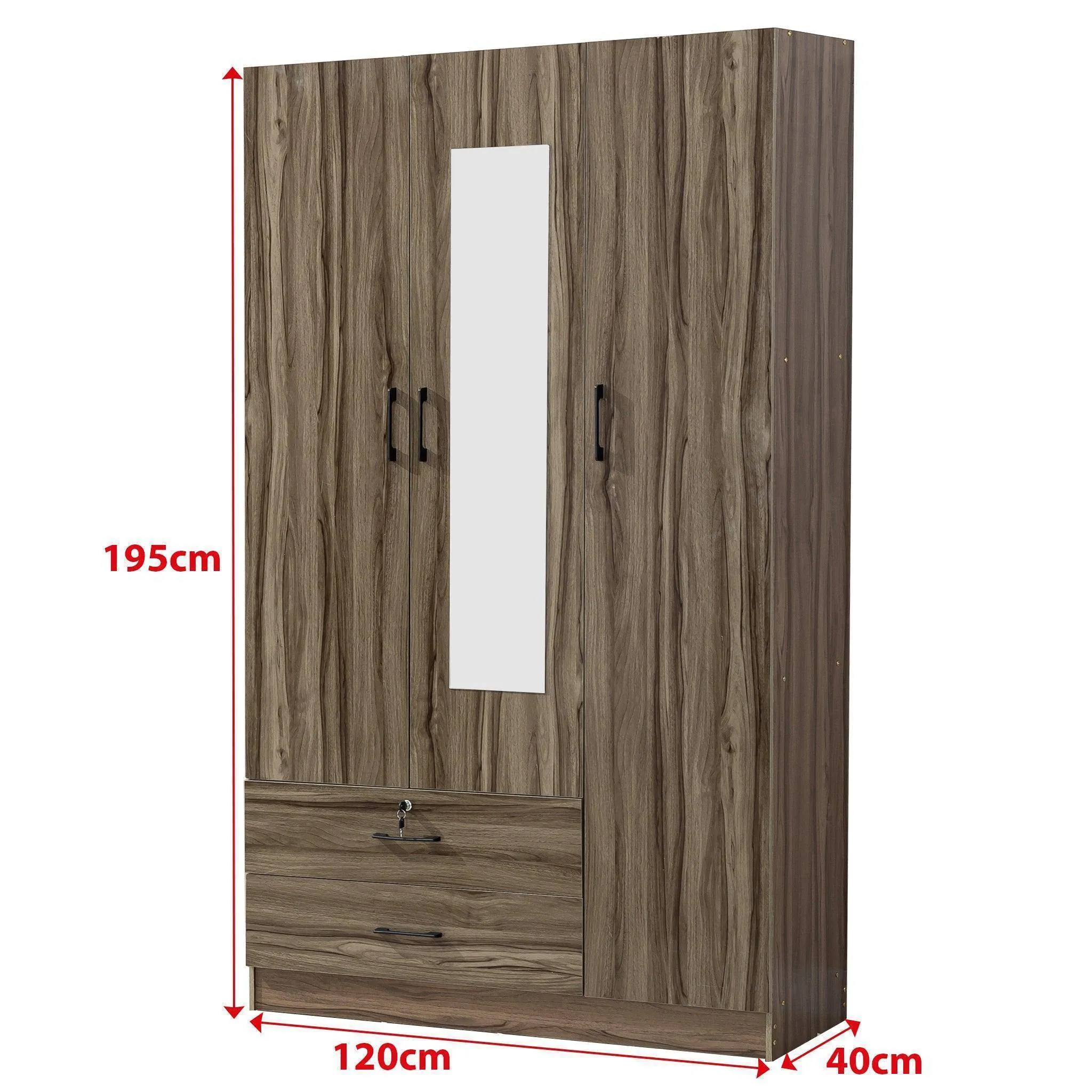 Wood Wardrobe with Mirror-WD-201